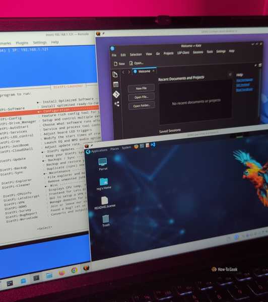 Un panneau d'ordinateur portable avec plusieurs distributions Linux fonctionnant dans des connexions de terminal et des machines virtuelles.