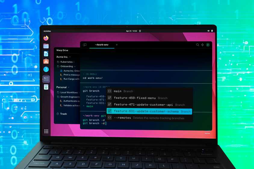 Ordinateur portable Linux avec un terminal ouvert.